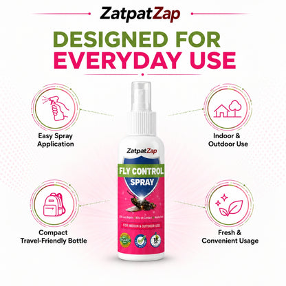 ZatpatZap Fly Control Spray 100ml | Fast-Acting House Fly Killer & Repellent for Home, Kitchen & Outdoor Use