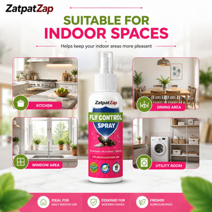 ZatpatZap Fly Control Spray 100ml | Fast-Acting House Fly Killer & Repellent for Home, Kitchen & Outdoor Use