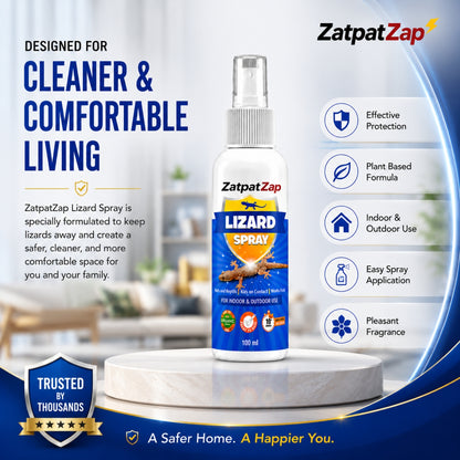 ZatpatZap Lizard Spray 100ml | Fast Acting Lizard Repellent for Home, Kitchen, Bathroom & Outdoor Use