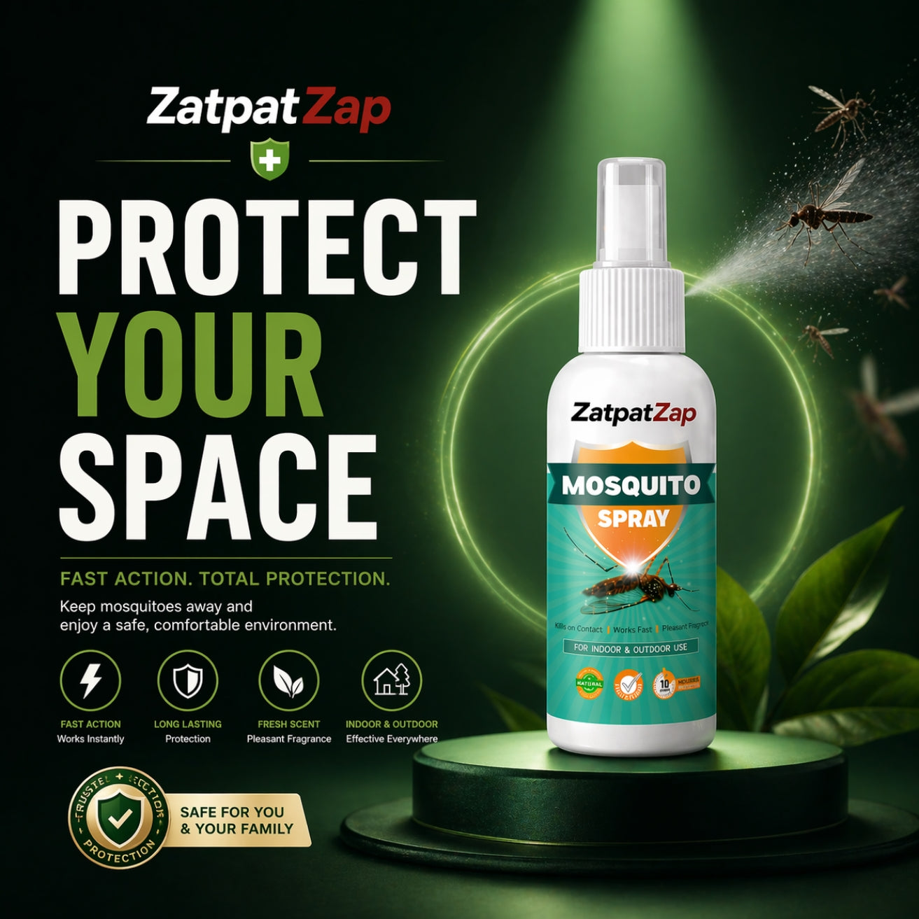 ZatpatZap Mosquito Spray – Indoor & Outdoor Protection 100ML