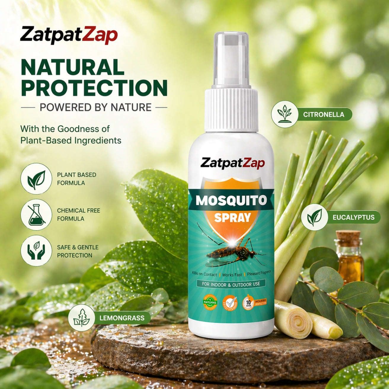 ZatpatZap Mosquito Spray – Indoor & Outdoor Protection 100ML